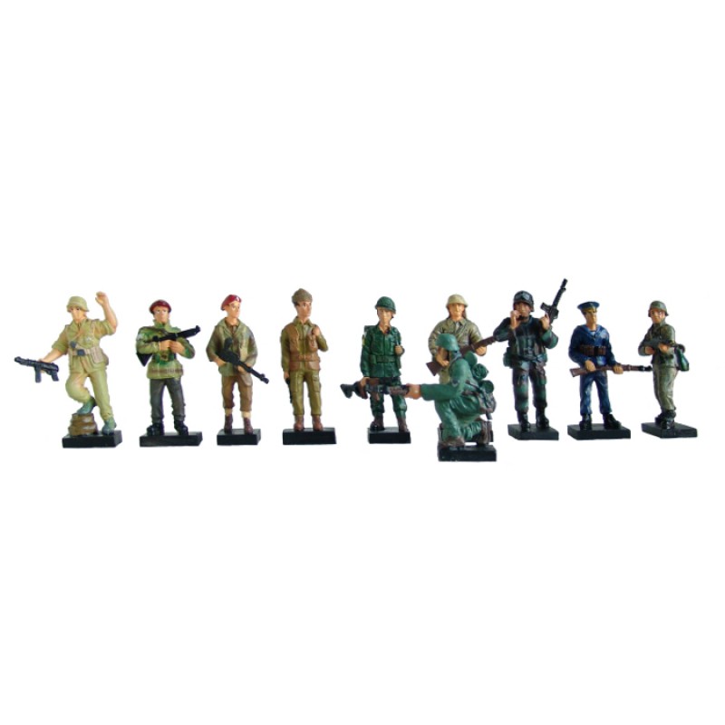 Soldier 10 Figurines Set Resin Statue Size 4" High